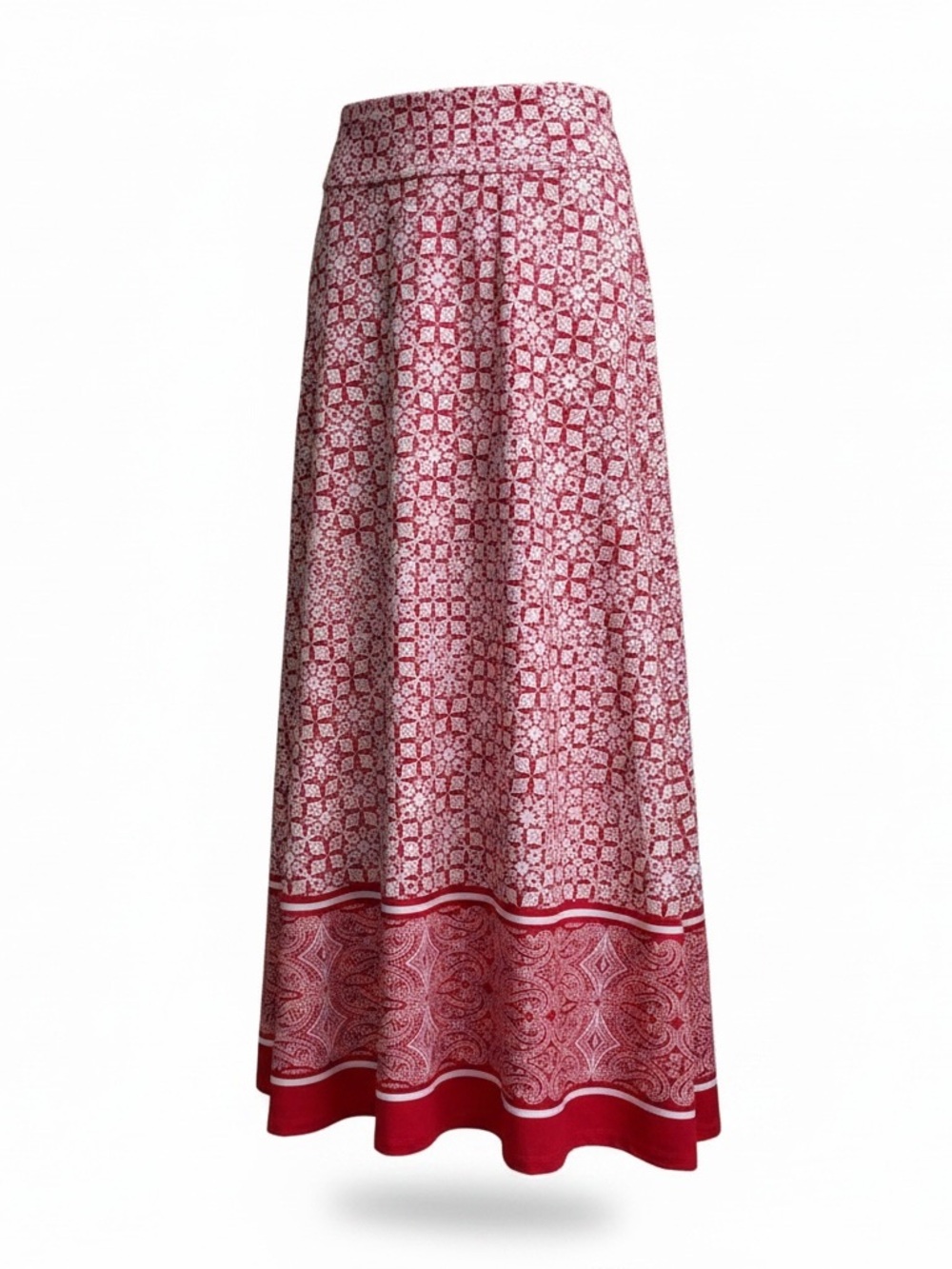 Faded Glory Red and White Printed Swim Sarong Skirt